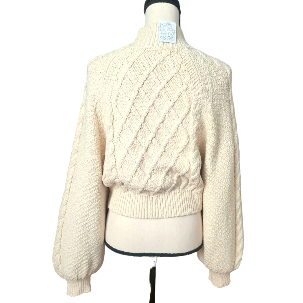 Free People Ivory Cropped Parfait Dolman Sleeve Mock Neck Sweater Size XS NWT - Picture 4 of 9